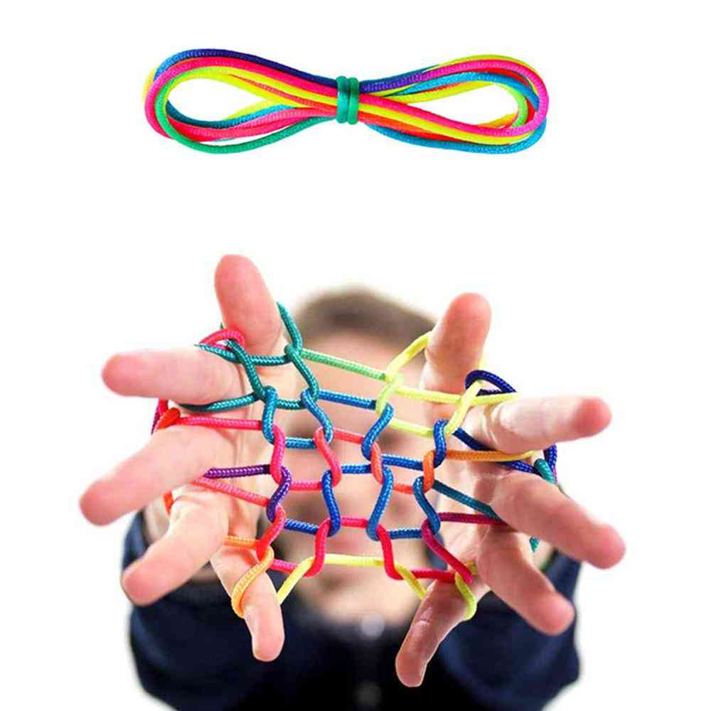 Kids regenboog kleur onhandige vinger draad touw stringes game ontwikkelingsspeelgoed voor kinderen (regenboog) -
