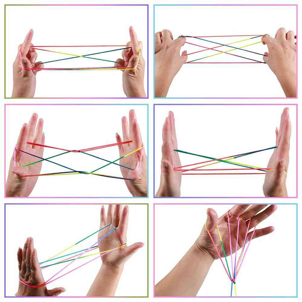 Barn regnbågsfärg fumla fingertråd repsträngar spelutvecklingsleksaker för barn (regnbåge) -