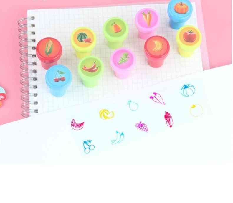 Timbres de jouet pour enfants sourire louange dessin animé dinosaure animaux fruits enfants joint - 10 pièces 1-10 maths