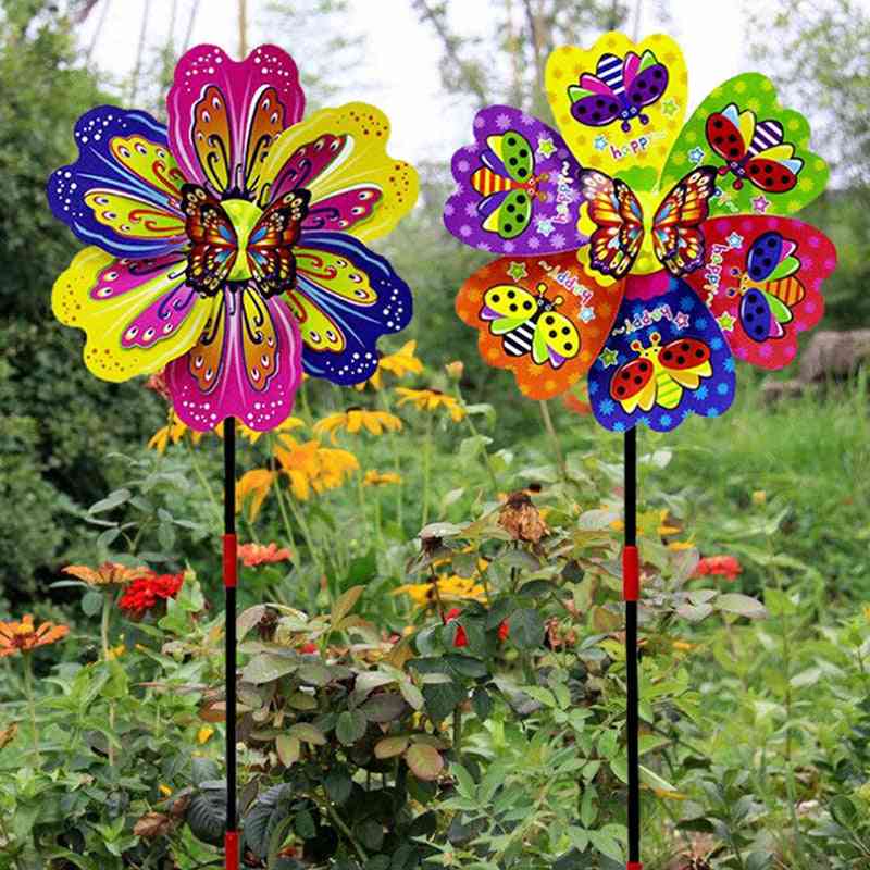 3d Multi-color Butterfly Flower Windmill Spinner For Garden Yard