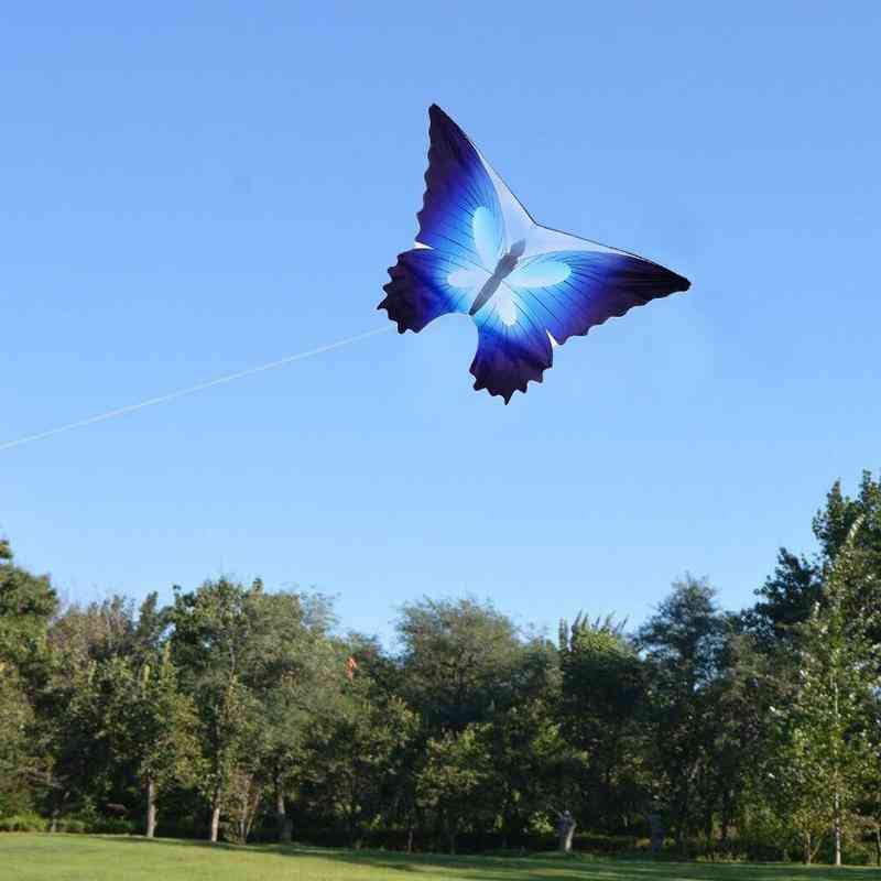 Nouveaux jouets volants extérieurs en nylon de cerf-volant à ailes dures papillon coloré pour enfants - kite surf acrobatique avec barre de contrôle et ligne (bleu)