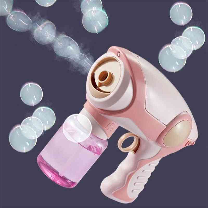 Sommar rök magisk bubbla maskin elektrisk automatisk bubbla fläkt tillverkare pistol barn utomhus leksaker födelsedagspresent - 1 st spruta