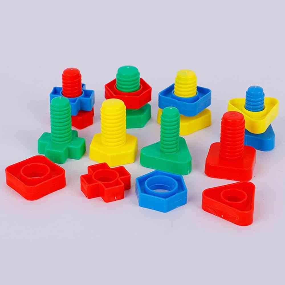 Bambini 4 paia jumbo modelli di dadi e bulloni kit montessori inserto a vite blocchi di costruzione costruzione di mattoni a forma di gioco di abbinamento giocattolo -