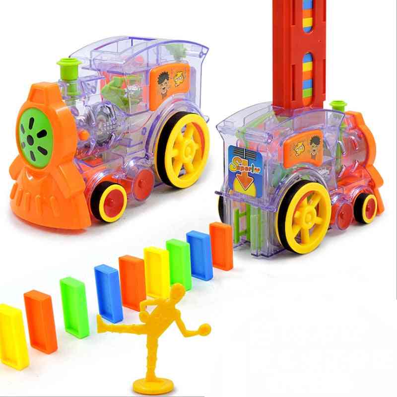 Cartoon Rally Train Shaped Toy Set And Domino For