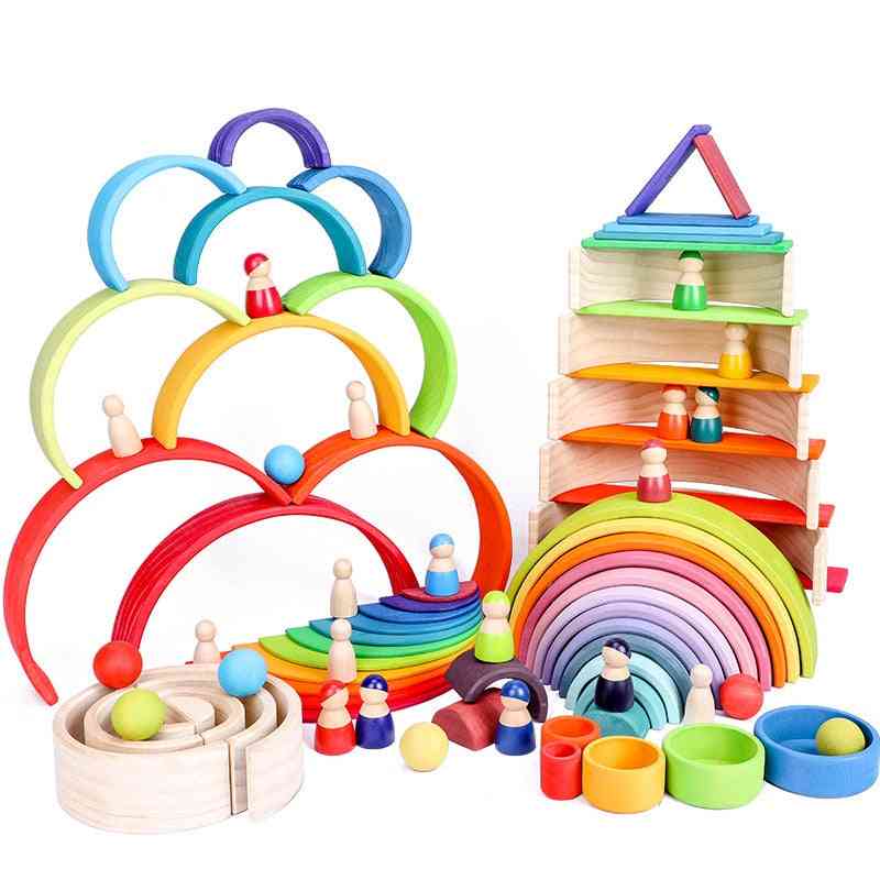 Large Size Rainbow Stacker, Wooden