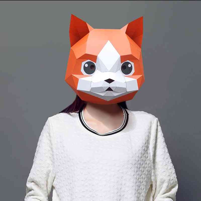 Mačkovitá 3D maska v tvare mačičky pre cosplay halloweensku párty