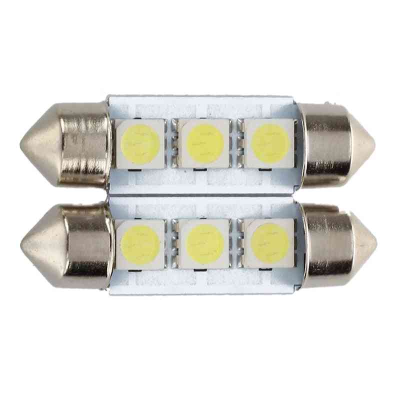 Hvit lyspære plate shuttle festoons kuppel taklampe lys 2x c5w 3 led smd 5050 36mm -