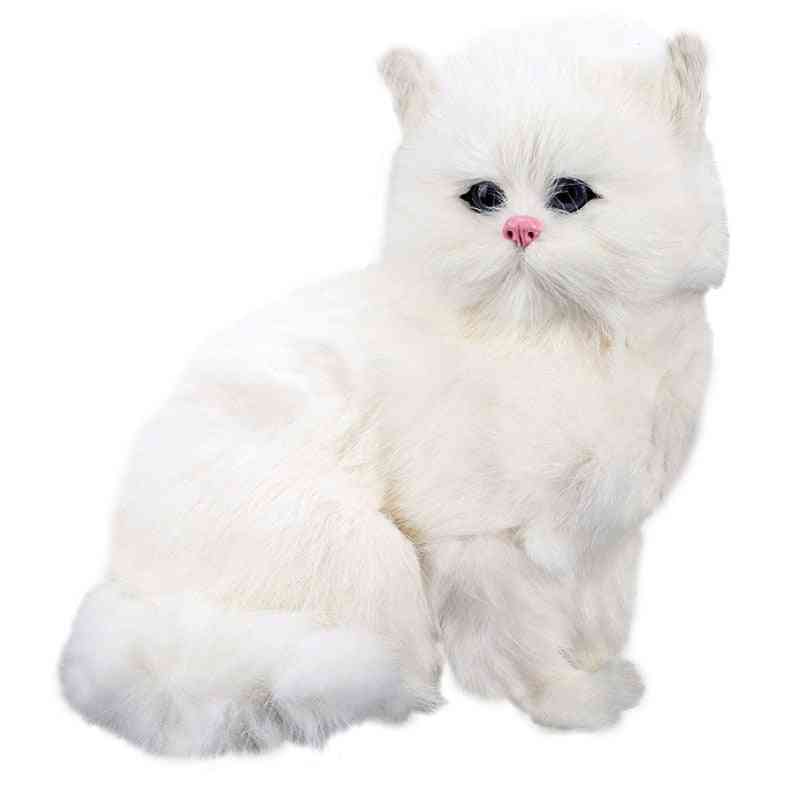 Simulation mignonne réaliste en peluche jouets de chats persans blancs en peluche (blanc) -