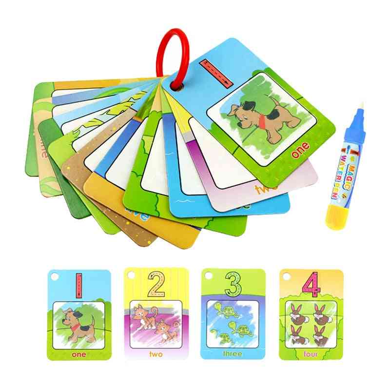 Tarjetas de dibujo de agua mágica libro para colorear con bolígrafo de agua pintura tablero de dibujo juguetes educativos para regalo de niños - color