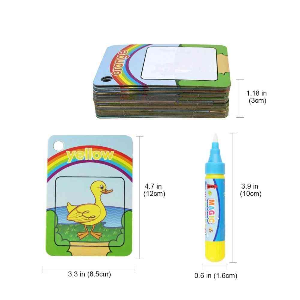 Magiska vatten ritkort målarbok med vatten penna målning tavla pedagogiska leksaker för barn gåva - färg