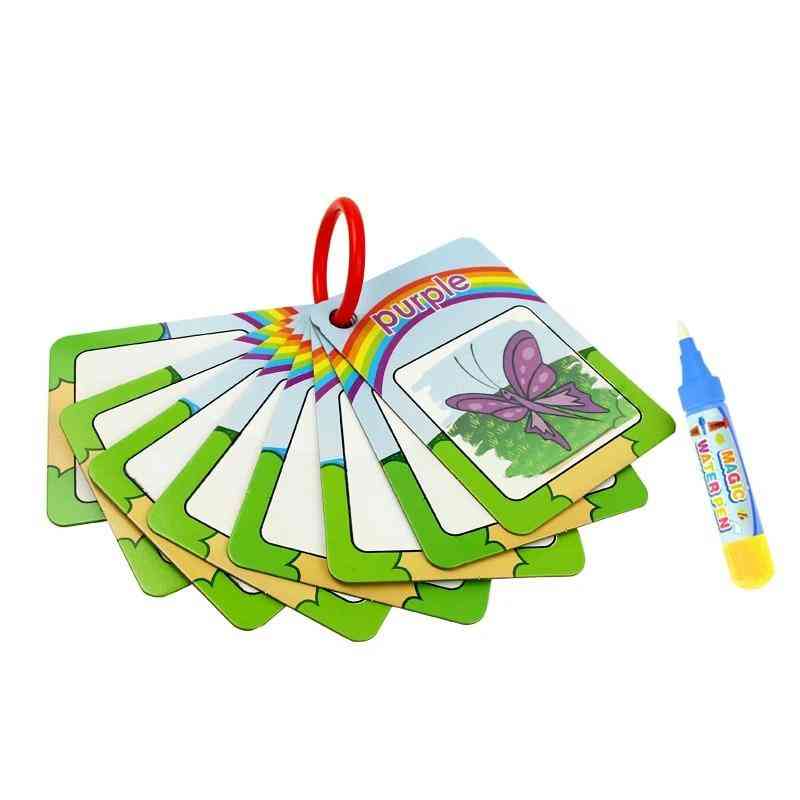 Tarjetas de dibujo de agua mágica libro para colorear con bolígrafo de agua pintura tablero de dibujo juguetes educativos para regalo de niños - color