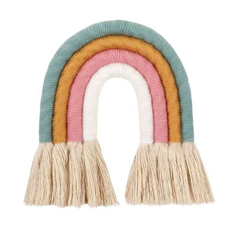 Nordic Style, Handcrafted Woven Rainbow-wall Hanging For Nursery And Room Decoration