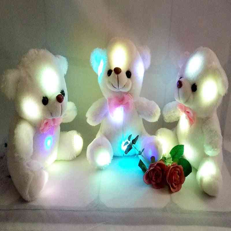 Led glødende bjørn blød plys fyldt, gave til piger jul fødselsdagsfest lys-op legetøj til børn (22 cm plys bjørn)