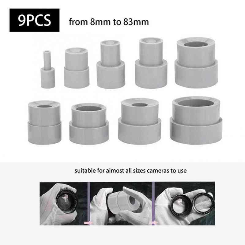 9 pezzi / set kit di strumenti di riparazione obiettivo per fotocamera dslr anello rimozione gomma 8-83mm (bundle1) -