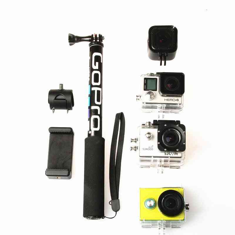 Self selfie stick handhållen utdragbar, polmonopod telefonhållare adapter för go pro hero 8 7 6 5 4 xiaomi yi 4k lite sjcam sj5000