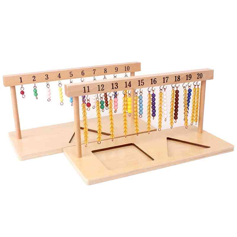 Montessori unterrichtet Mathe-Spielzeug, Ziffern 1-20 Kleiderbügel und Farbperlen Treppen für zehn Brett Vorschulschule Trainingsspielzeug - 1-10