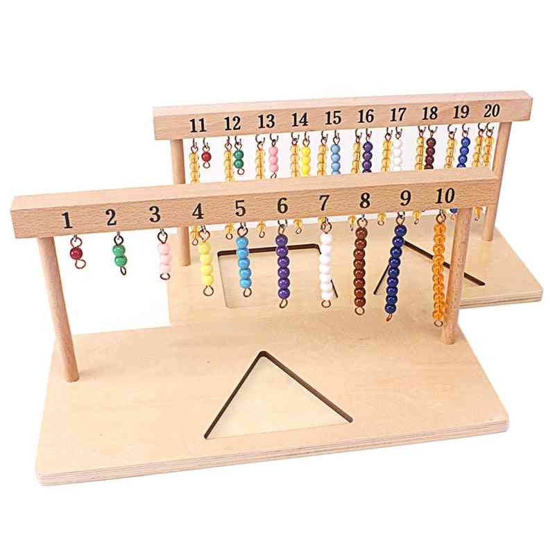 Montessori unterrichtet Mathe-Spielzeug, Ziffern 1-20 Kleiderbügel und Farbperlen Treppen für zehn Brett Vorschulschule Trainingsspielzeug - 1-10