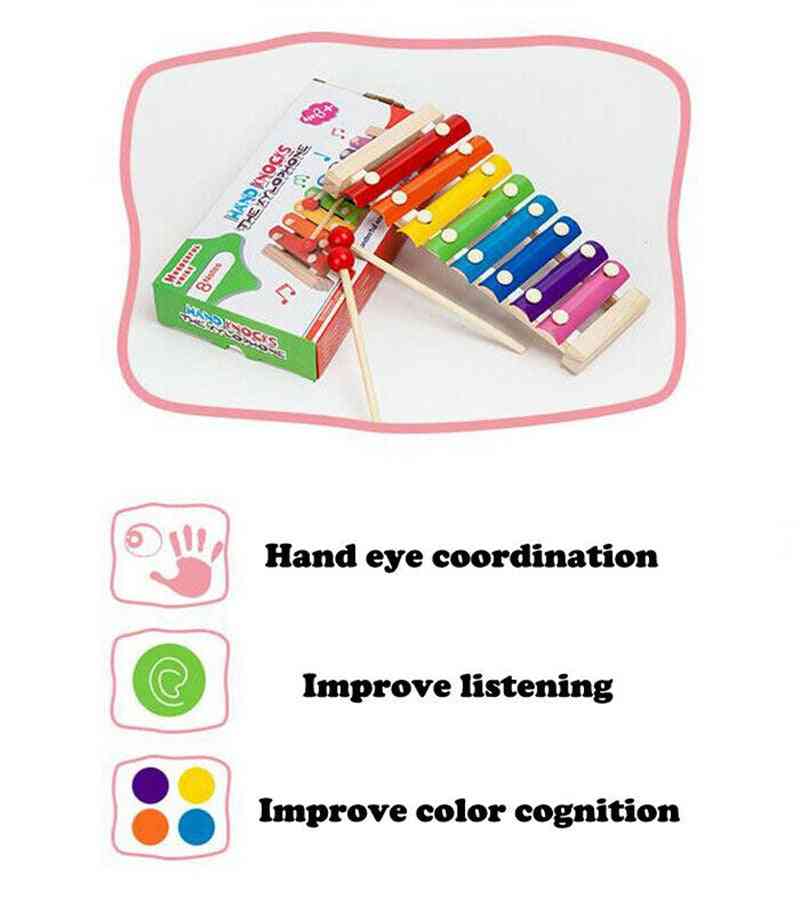 Kolorowe instrumenty muzyczne dla dzieci słodkie dziecko ksylofon dla dzieci edukacyjne rozwojowe zabawki drewniane (wielokolorowe) -