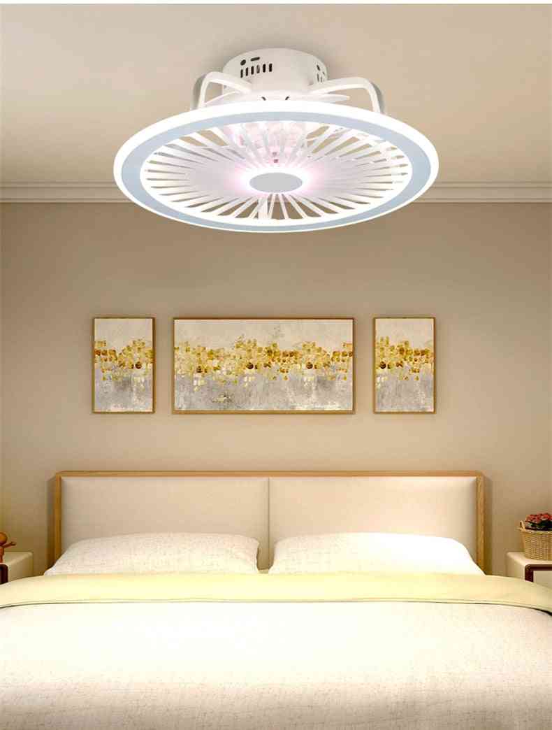 Ventilatore da soffitto moderno in ferro verniciato bianco minimalista in cristallo decorativo - 1