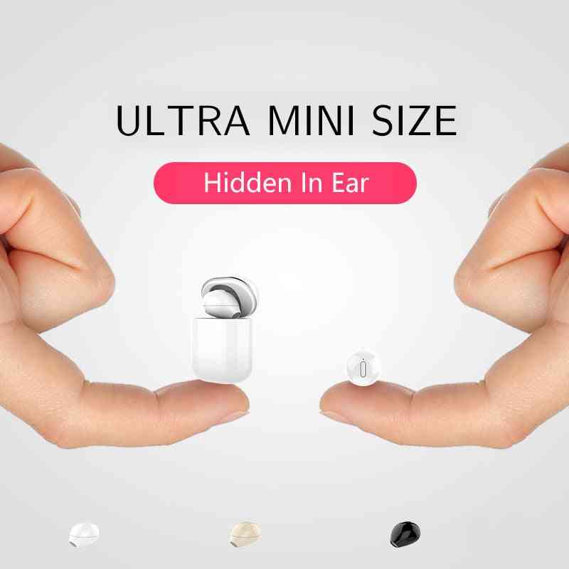 Sqrmini x20 ultra mini trådløs enkelt øretelefon, skjult lille bluetooth musikafspilningsknap kontrol ørepropper med opladningsetui - sort