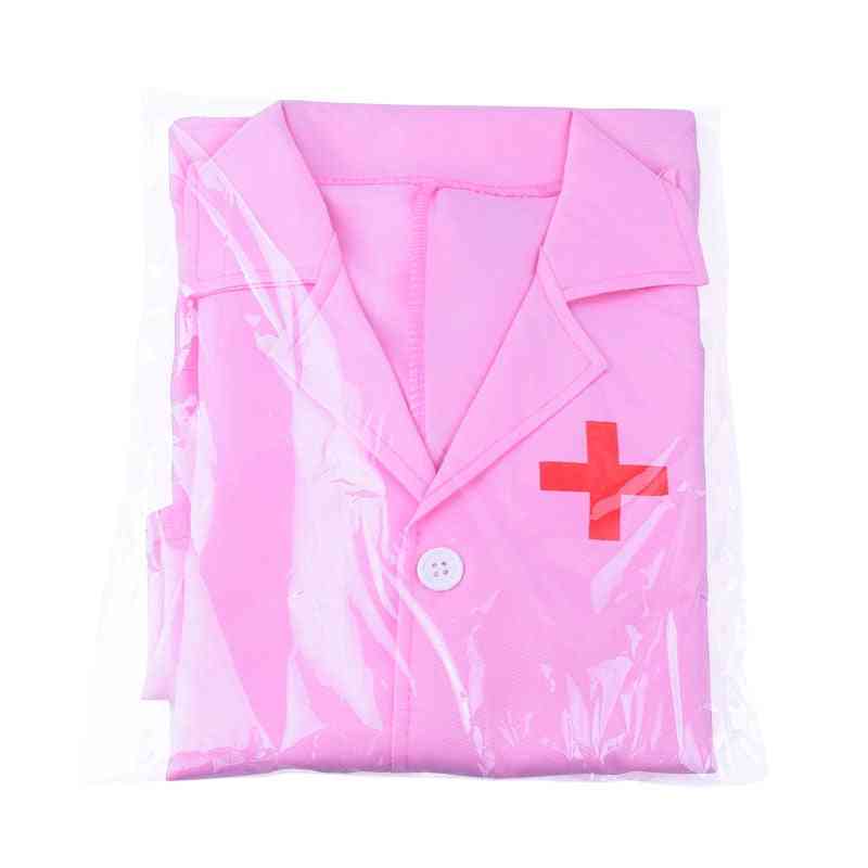 Lekarz dziecięcy, pielęgniarka przebranie na karnawał Halloween płaszcz na imprezę chłopiec dziewczyna szata mundurek z krótkim rękawem - dx-różowy