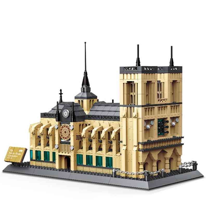 Mini timantti rakennuspalikat-kuuluisa kaupungin arkkitehtuuri-notre dame katedraali malli, koulutus lelu