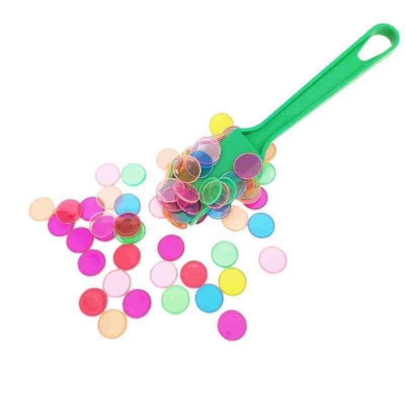 Montessori-lärande leksaker, magnetpinne med transparent färgräkningschips med metallögla - a