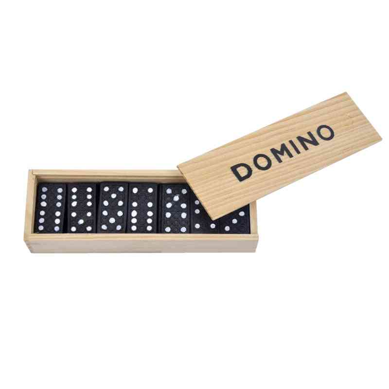Kids Wooden Box Dominoes Set- Traditional Classic 28 Domino Family Game Travel Educational Toy