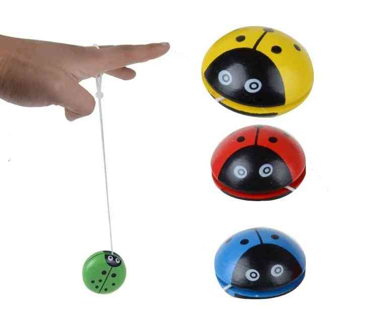 Trä nyckelpiga yo-yo boll blå grön röd gul nyckelpiga kreativa trä yo-yo leksaker för barn
