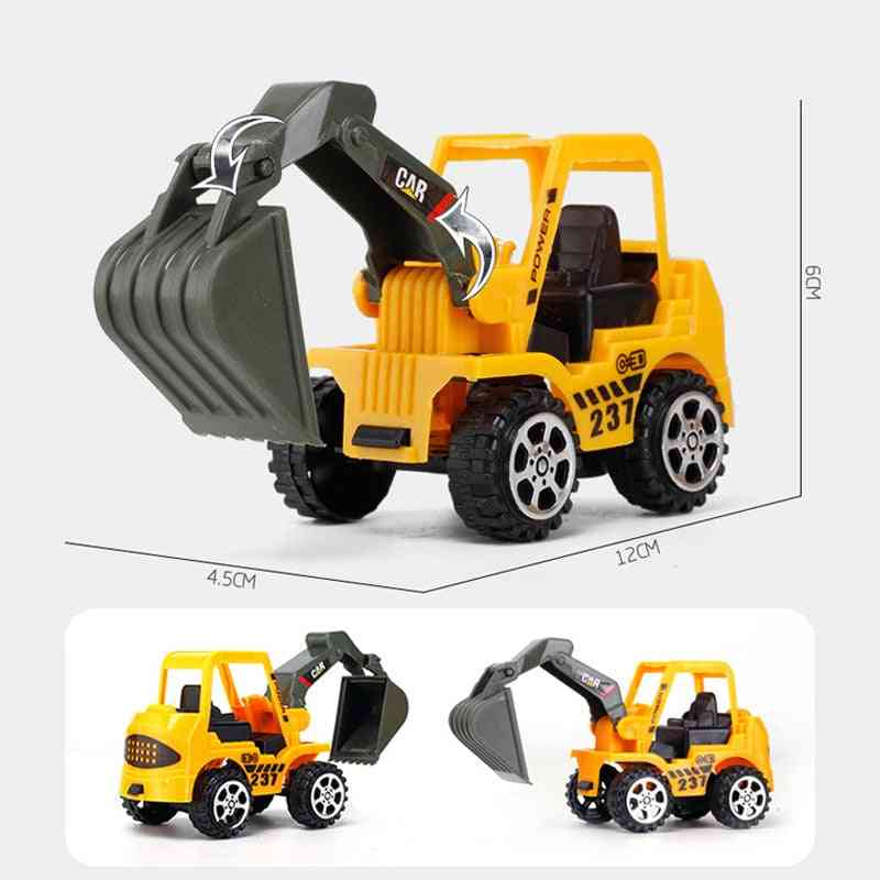 6 סגנונות מכוניות הנדסיות מיני יצוק פלסטיק רכב בניית רכב חופר דגם צעצועים לילדים עם צעצועי מתנה (צהוב)