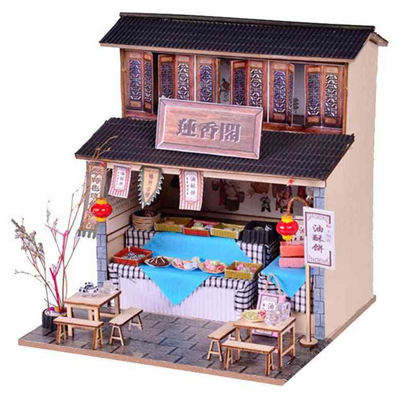 Miniatura casa fai da te con mobili blocchi di costruzione modello led giocattoli per bambini architettura popolare
