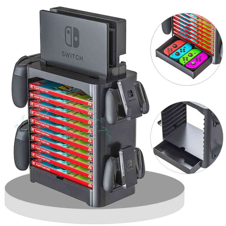Nintendos אביזרי קונסולת מתג nintend למעמד אחסון למקרה, תקליטור משחק דיסק joycon pro בקר בעל מגדל -