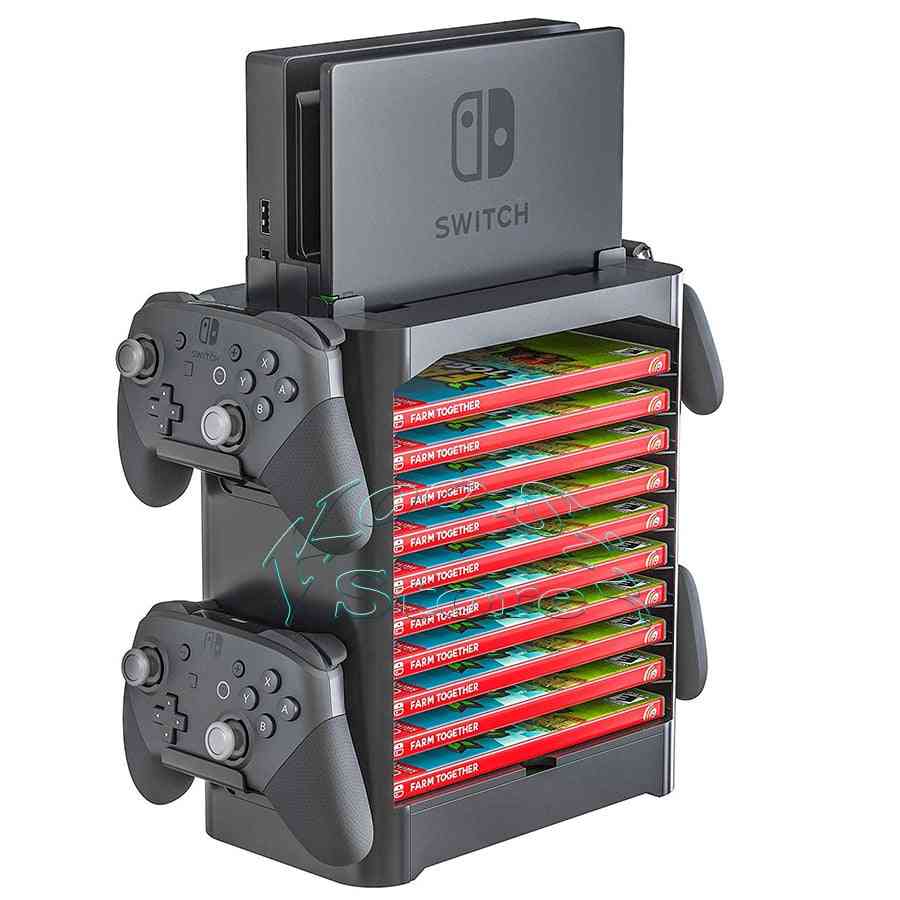 Nintendos nintend -kytkinkonsolin tarvikkeet kotelon säilytystelineelle, peli-cd-levy joycon pro -ohjaimen pitimen torni