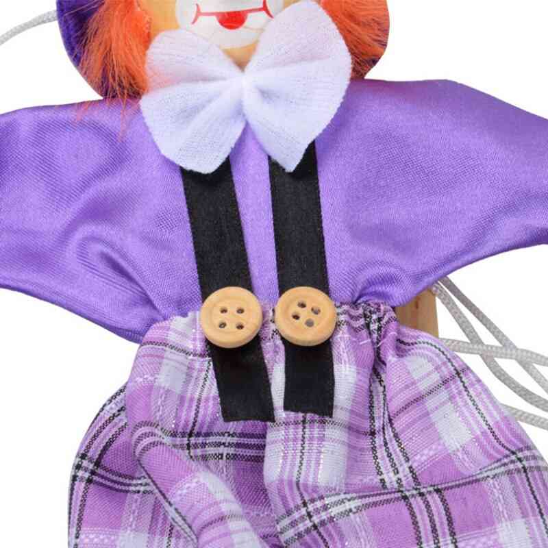 Hauska värikäs vetonaru nukke klovni puinen marionetti - käsityön klassinen lelu