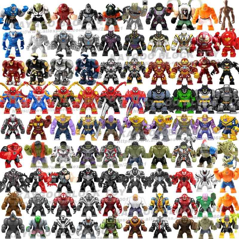 Large Figures Building Block Super Hero, Thanos, Hulk, Iron, Spiderman, Batman, Panther And Croc Bane Venom