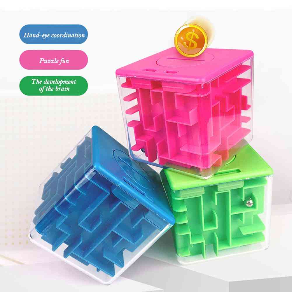 3d Maze Magic Cube Transparent - Six Sided Puzzle Speed Rolling Ball Toy