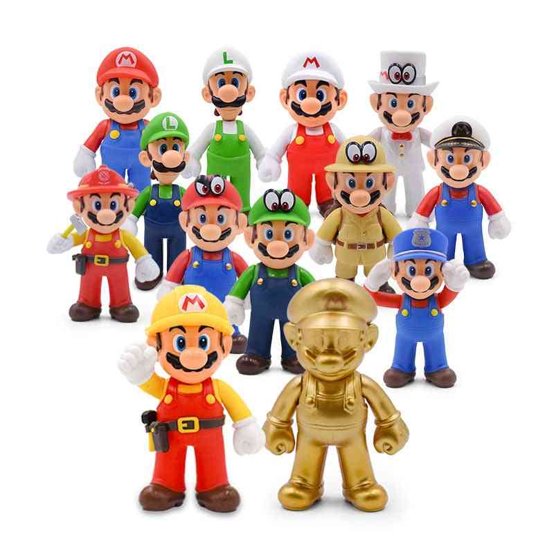 Super mario bros luigi yoshi koopa maker odyssey mushroom toadette pvc figuras de acción juguetes muñecas modelo -