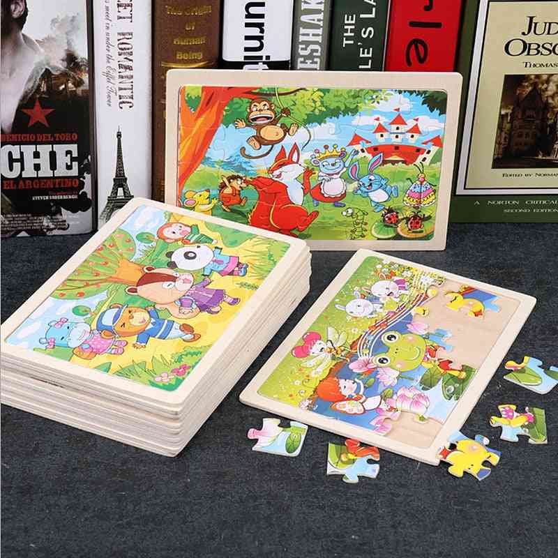 Puzzle di legno dei cartoni animati - giocattoli educativi per l'apprendimento per bambini