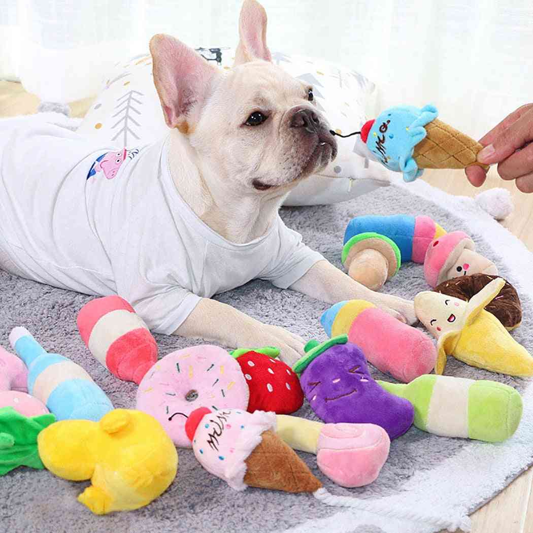 צעצועי כלב עצמות חורקים בפלאש - לעיסת נקי לעיסה נקייה לעור גור - לבן / מ '