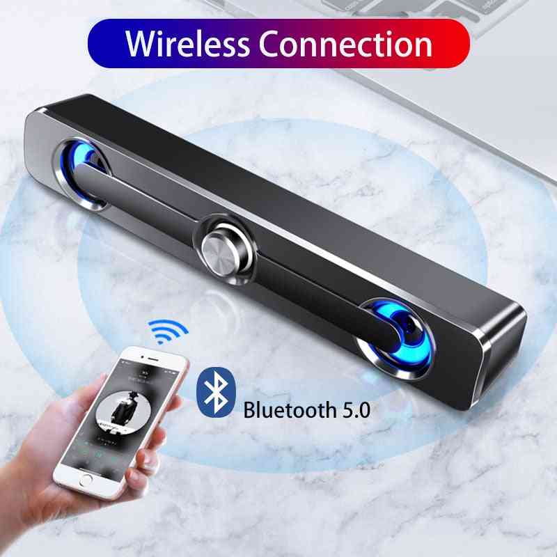 Bluetooth usb trådbunden kraftfull datorhögtalare, tv soundbar, stereo subwoofer, bashögtalare surroundlåda för pc, bärbar dator, surfplatta - svart bluetooth