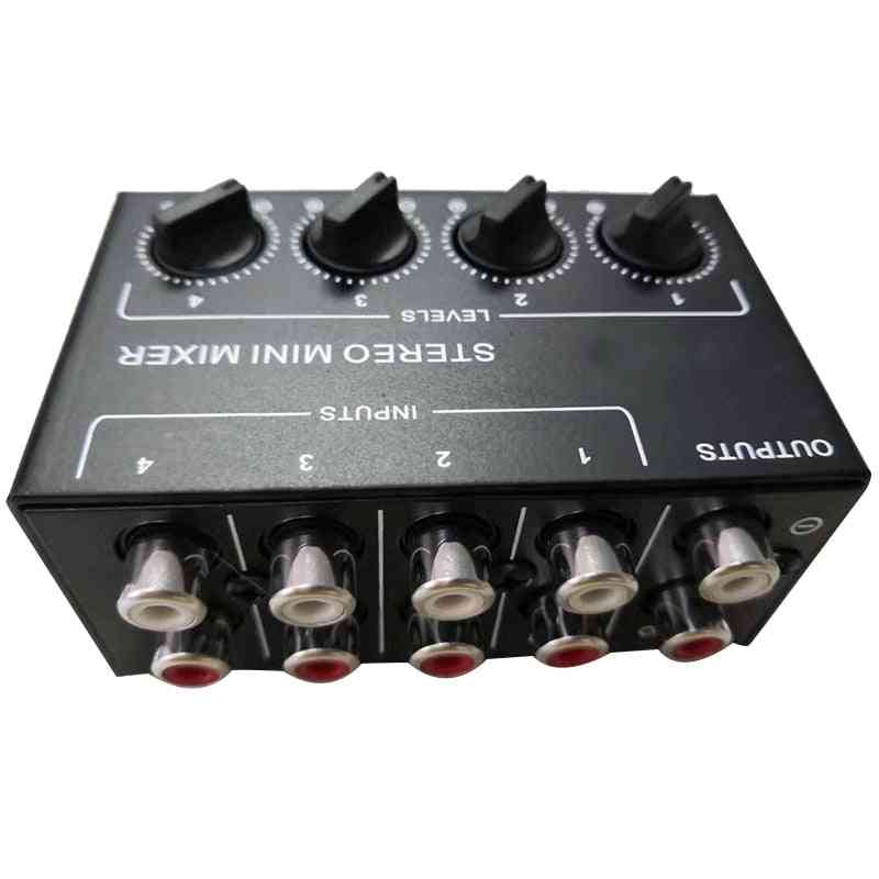 Cx400 mini stereo rca 4-kanaals passieve mixer kleine stereo dispenser voor live en studio (zwart) -