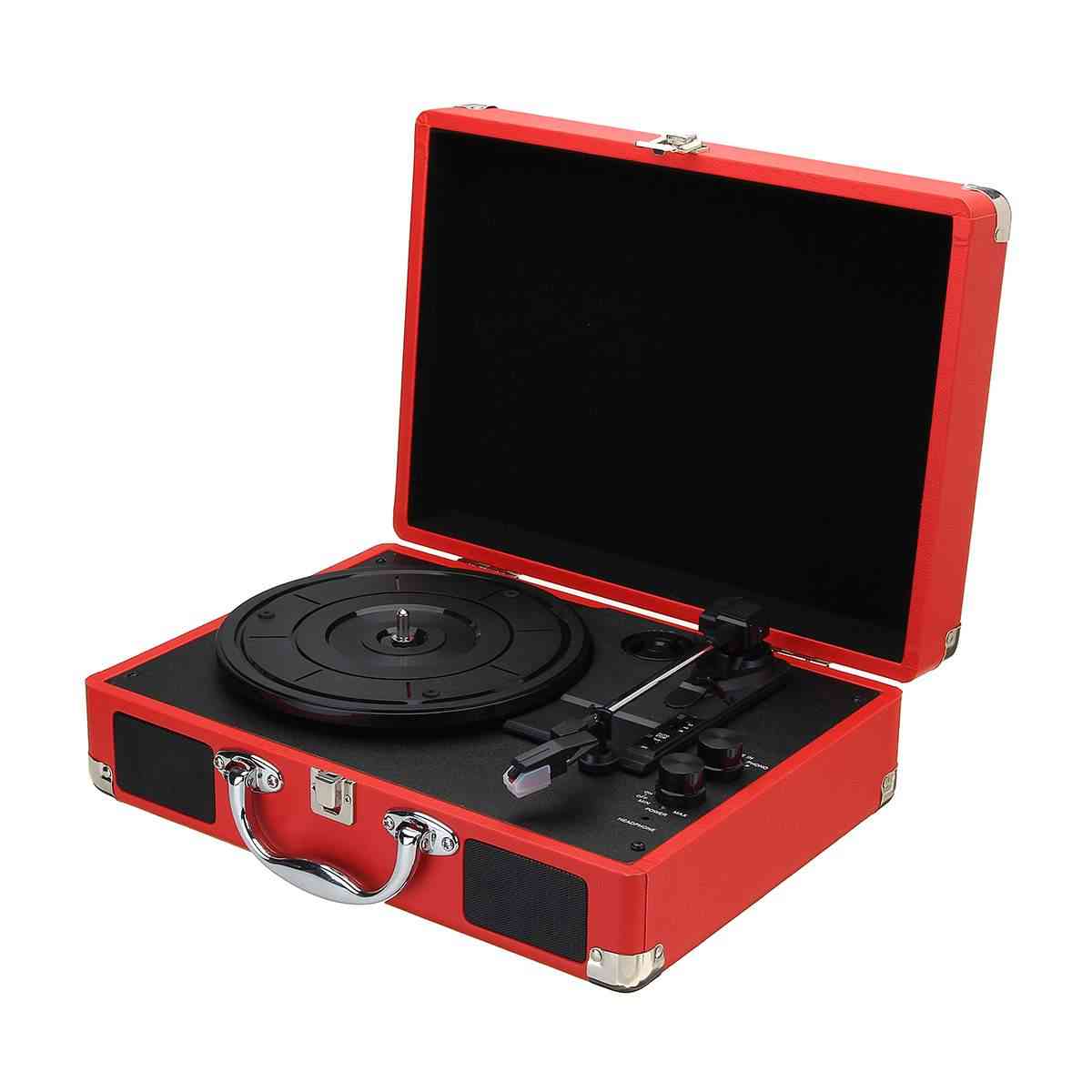 Plastic Wood Retro Rpm Bluetooth Suitcase, Turntable Vinyl Lp Record Phone Player
