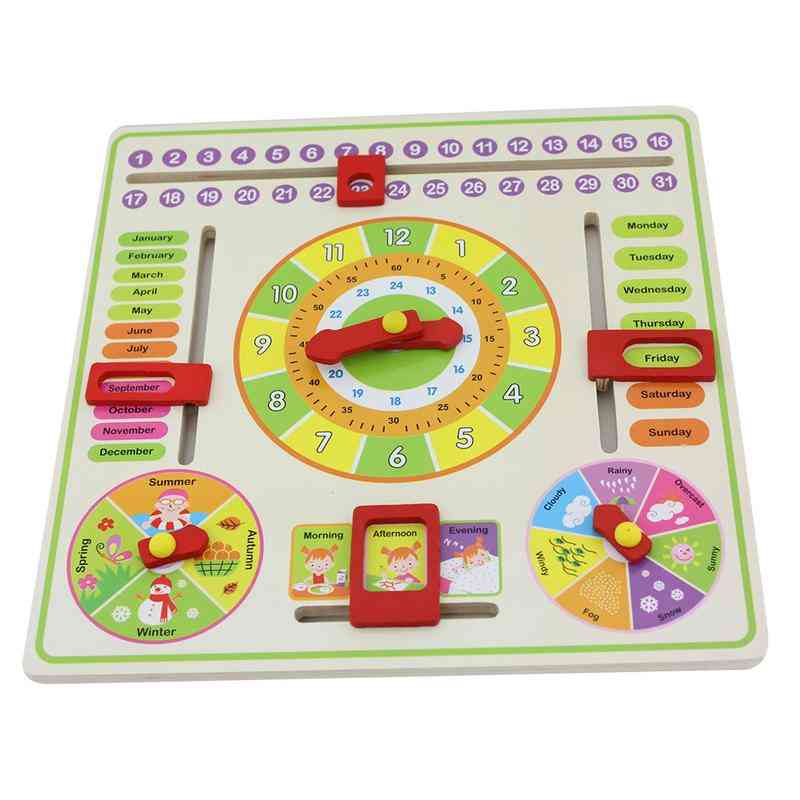 Calendar Clock Hanging Wooden Puzzle Board-early Education Toy