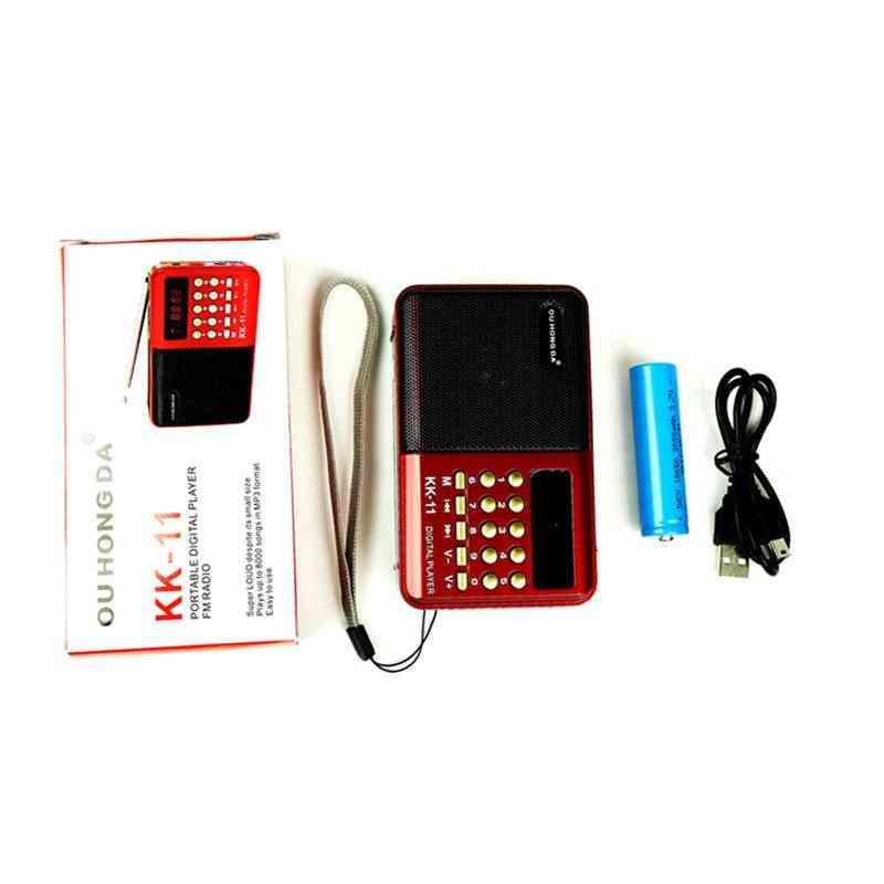 Mini radio portatile ricaricabile k11 fm, lettore mp3 tf usb digitale portatile (con batteria) -