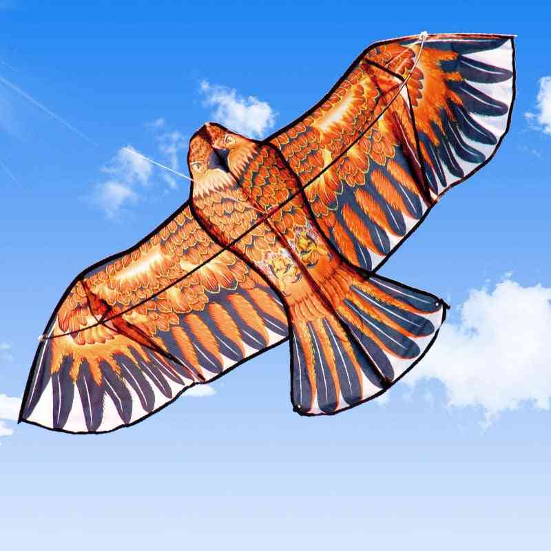 Flat eagle kite med 30 meter kite line - barn som flyr fugl vindsokkeleker (tilfeldig farge) -
