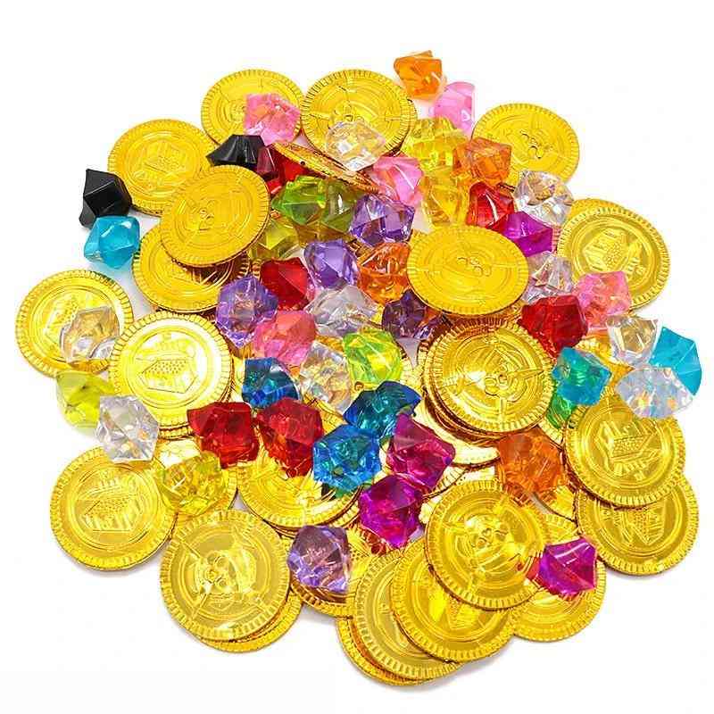 Niños pirata moneda de oro serie de piedras preciosas juguetes- accesorios de dibujo de actividades accesorios de juegos para niños regalos de navidad de halloween - 100