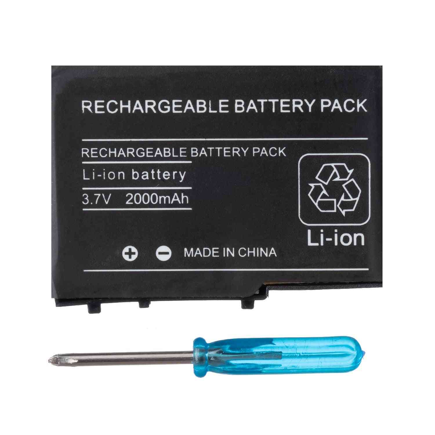 2000mah 3.7v batería recargable de iones de litio + kit de paquete de herramientas para nintendo dsl / nds lite -