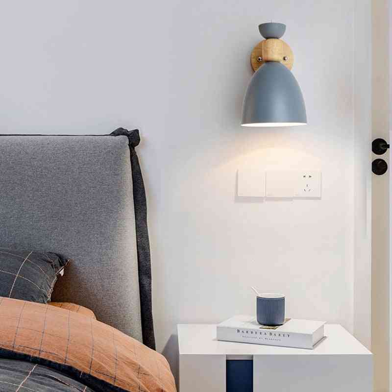 Nordic moderne houten led-wandlamp voor slaapkamer, naast, restaurant, bar-zwart-witte kleur - een stijl zwart / geen lamp