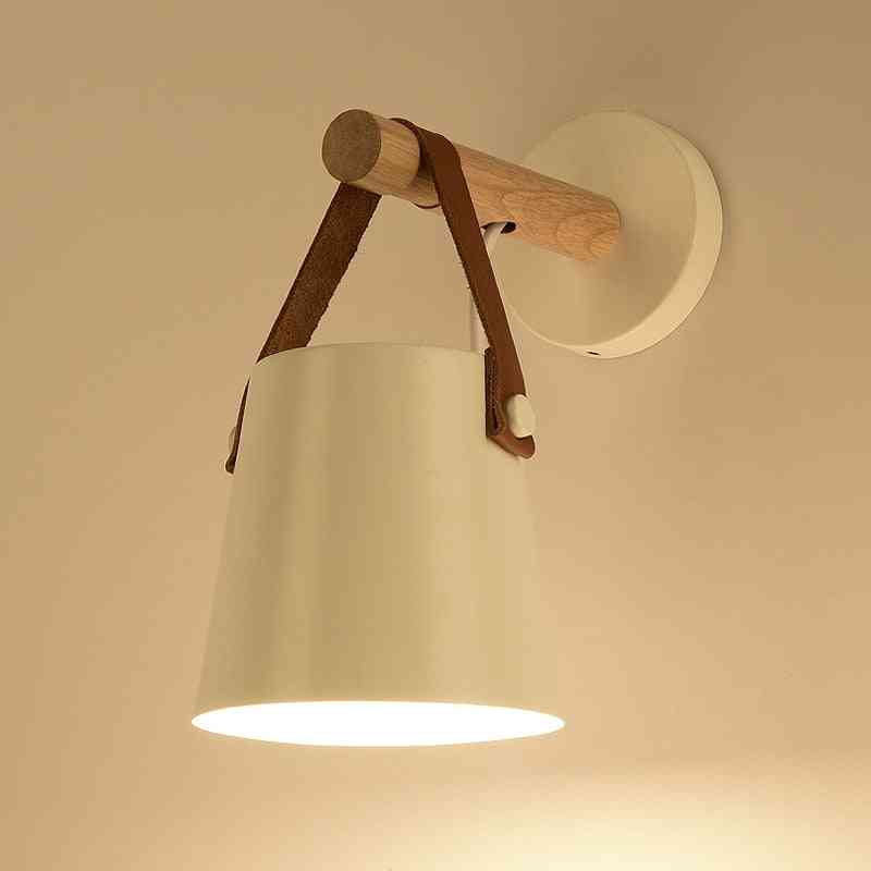 Nordic moderne houten led-wandlamp voor slaapkamer, naast, restaurant, bar-zwart-witte kleur - een stijl zwart / geen lamp