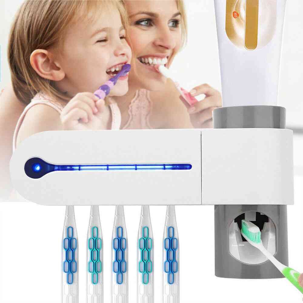 Light Ultraviolet Toothbrush Sterilizer And Toothpaste Holder - Automatic Squeezers Dispenser